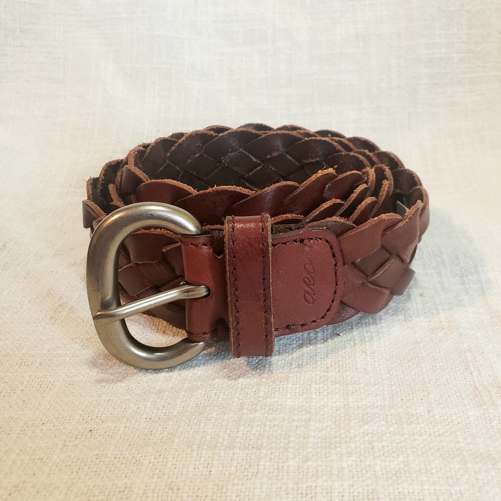 American Eagle Outfitters Brown Braided Leather Belt,  Brown Leather Belt